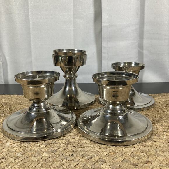VTG Set Of 4 Towle Stainless Steel Weighted Candle Holders for Pillar Candles - Picture 8 of 9